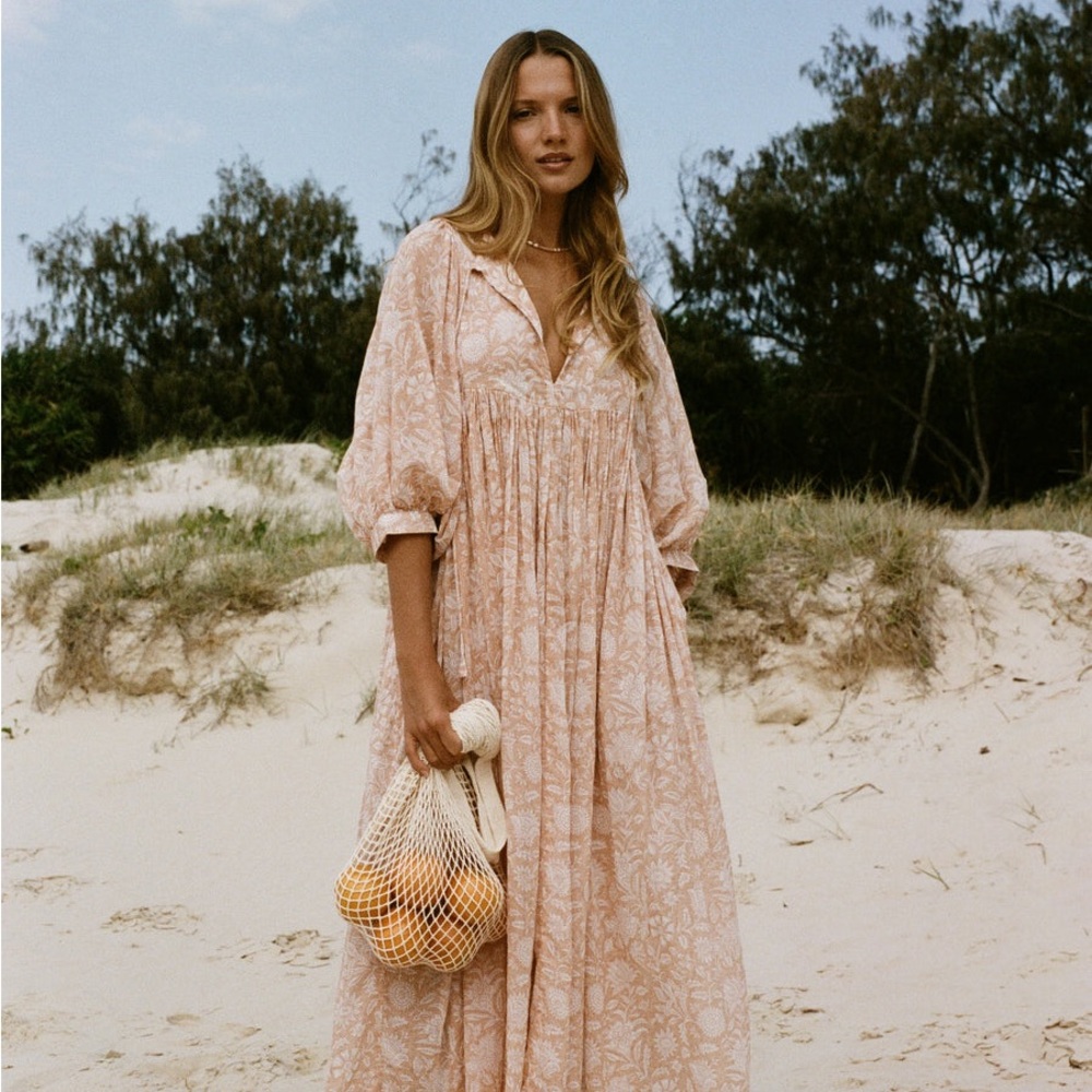 Daughters of India Kyra Maxi Dress ~ Apricot Blush